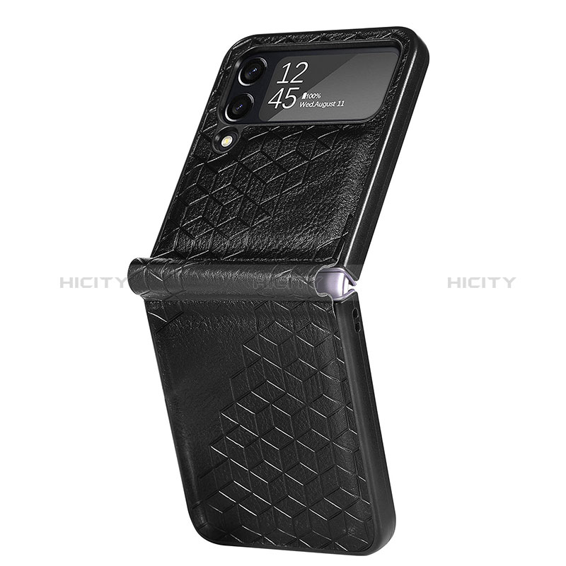 Luxury Leather Matte Finish and Plastic Back Cover Case R04 for Samsung Galaxy Z Flip4 5G