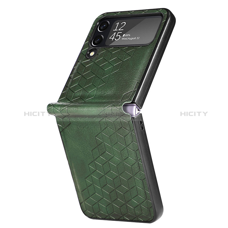 Luxury Leather Matte Finish and Plastic Back Cover Case R04 for Samsung Galaxy Z Flip4 5G