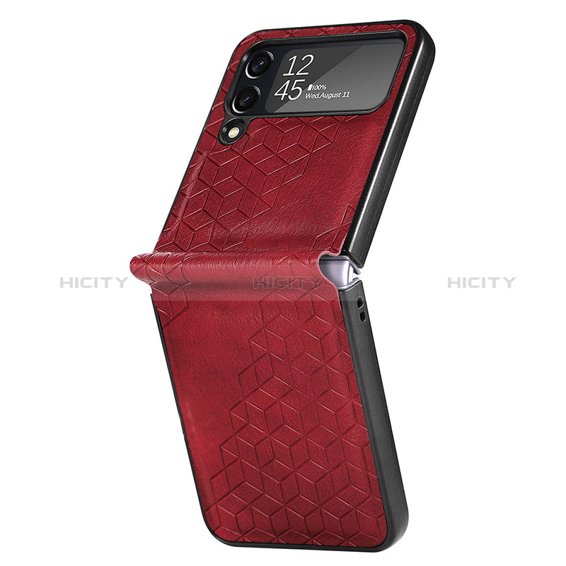 Luxury Leather Matte Finish and Plastic Back Cover Case R04 for Samsung Galaxy Z Flip4 5G