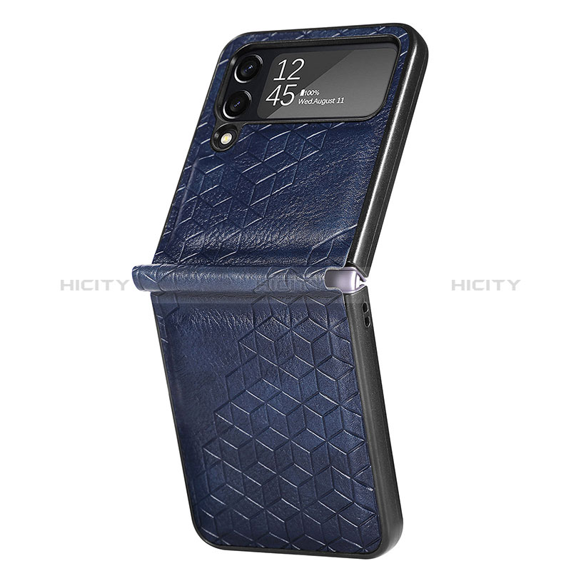 Luxury Leather Matte Finish and Plastic Back Cover Case R04 for Samsung Galaxy Z Flip4 5G