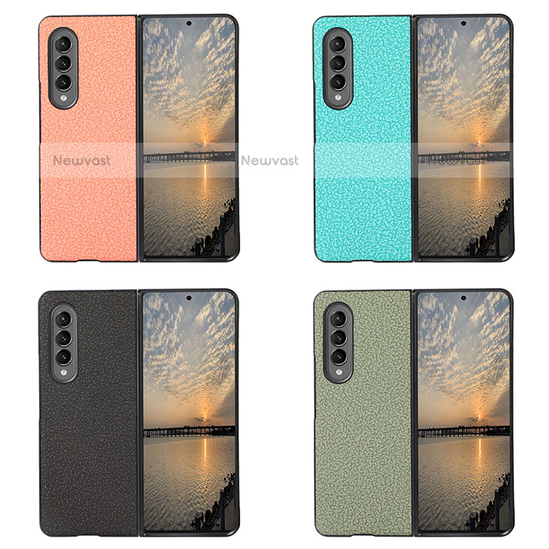 Luxury Leather Matte Finish and Plastic Back Cover Case R04 for Samsung Galaxy Z Fold3 5G