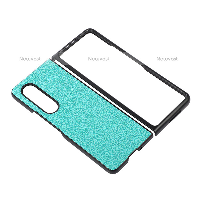 Luxury Leather Matte Finish and Plastic Back Cover Case R04 for Samsung Galaxy Z Fold3 5G