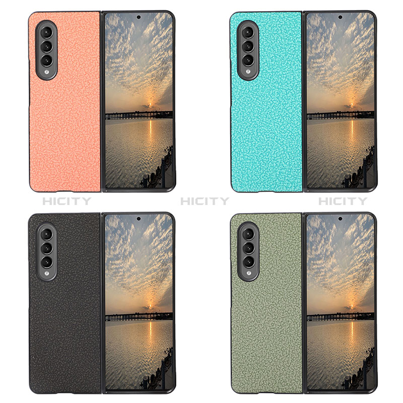 Luxury Leather Matte Finish and Plastic Back Cover Case R04 for Samsung Galaxy Z Fold4 5G