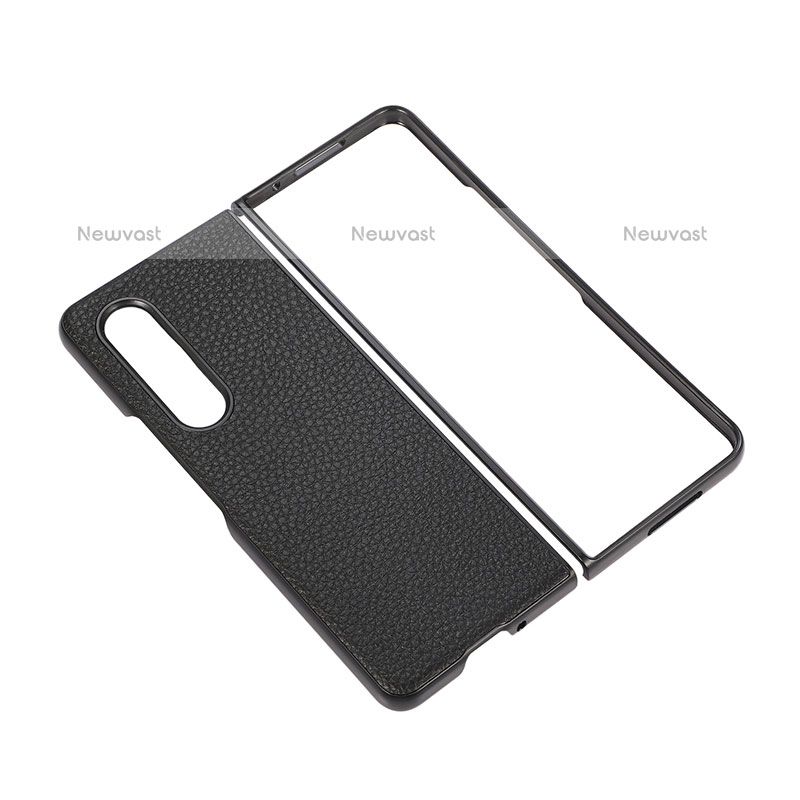 Luxury Leather Matte Finish and Plastic Back Cover Case R05 for Samsung Galaxy Z Fold3 5G