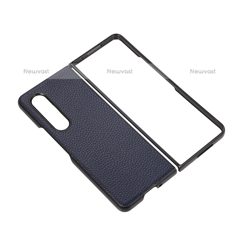 Luxury Leather Matte Finish and Plastic Back Cover Case R05 for Samsung Galaxy Z Fold3 5G