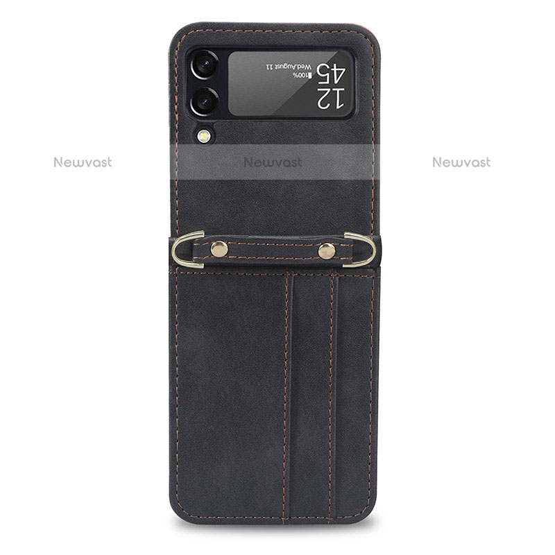 Luxury Leather Matte Finish and Plastic Back Cover Case R06 for Samsung Galaxy Z Flip3 5G