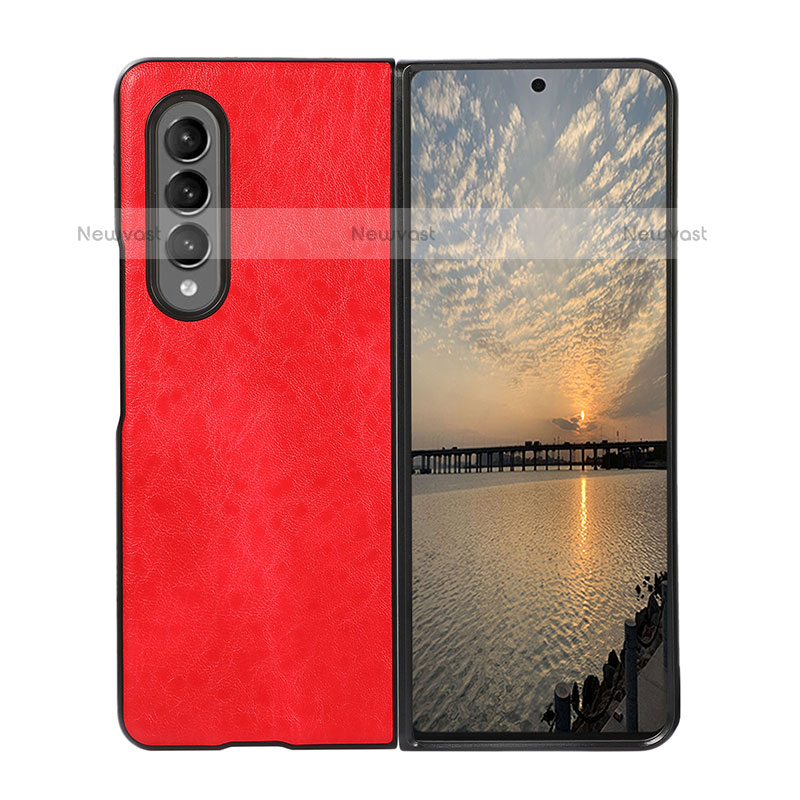 Luxury Leather Matte Finish and Plastic Back Cover Case R06 for Samsung Galaxy Z Fold3 5G