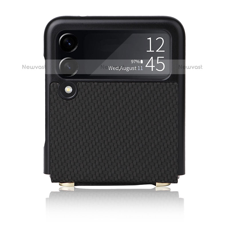 Luxury Leather Matte Finish and Plastic Back Cover Case R08 for Samsung Galaxy Z Flip3 5G