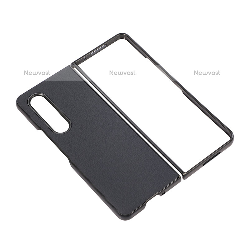 Luxury Leather Matte Finish and Plastic Back Cover Case R08 for Samsung Galaxy Z Fold3 5G