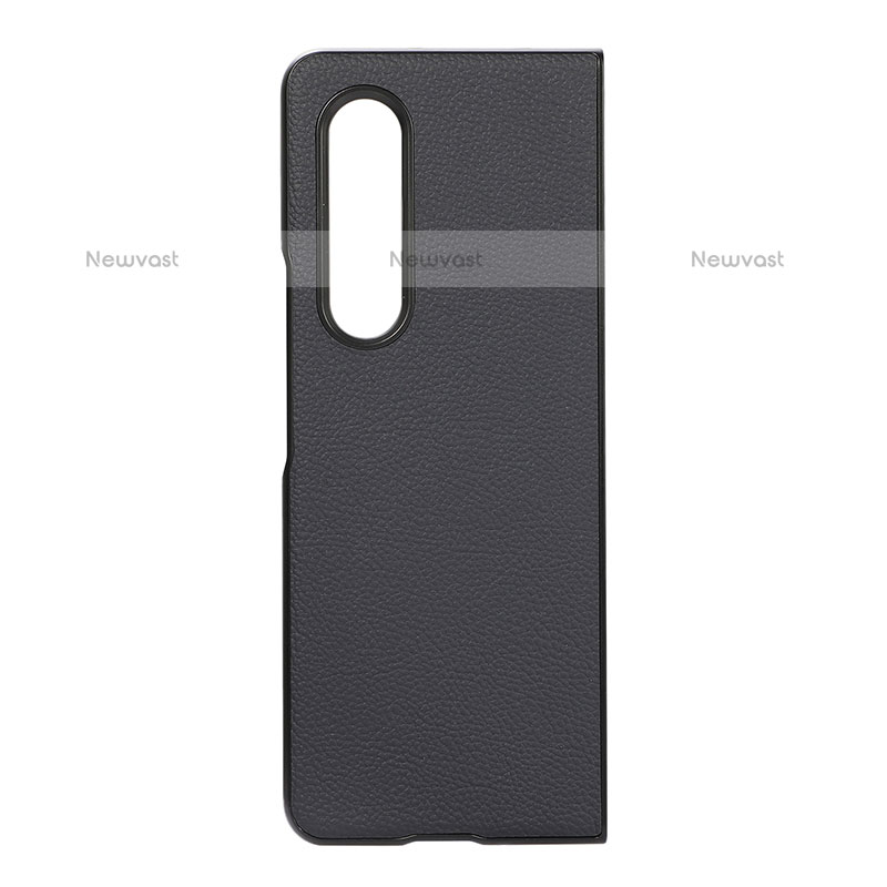 Luxury Leather Matte Finish and Plastic Back Cover Case R08 for Samsung Galaxy Z Fold3 5G