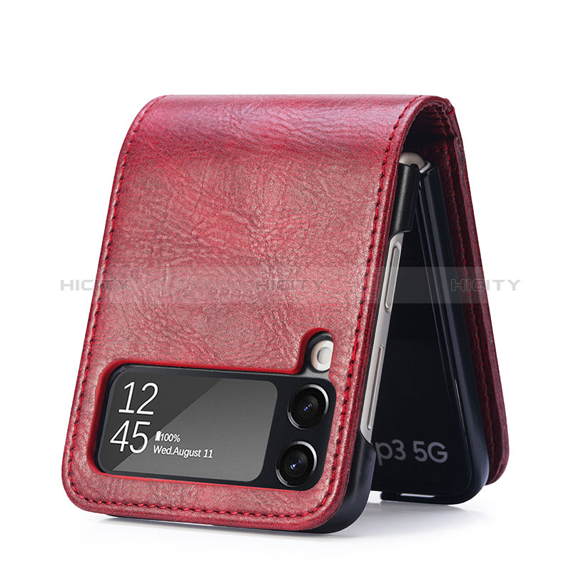 Luxury Leather Matte Finish and Plastic Back Cover Case R09 for Samsung Galaxy Z Flip4 5G