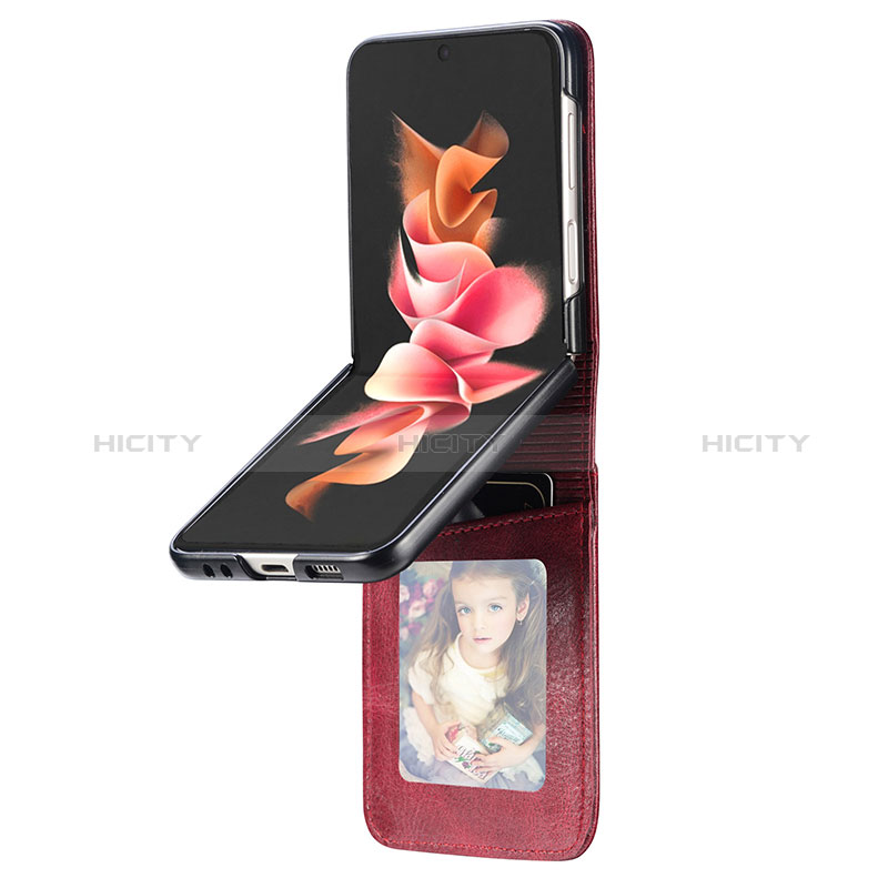 Luxury Leather Matte Finish and Plastic Back Cover Case R09 for Samsung Galaxy Z Flip4 5G