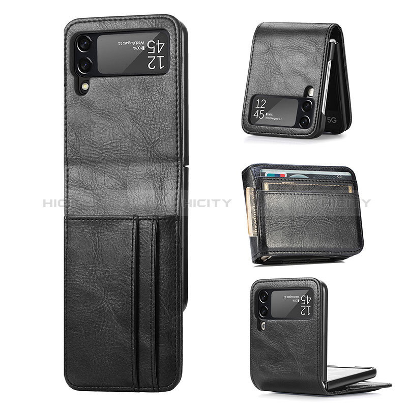 Luxury Leather Matte Finish and Plastic Back Cover Case R09 for Samsung Galaxy Z Flip4 5G