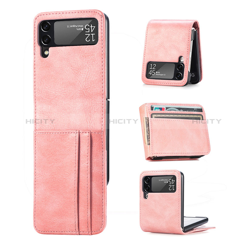 Luxury Leather Matte Finish and Plastic Back Cover Case R09 for Samsung Galaxy Z Flip4 5G