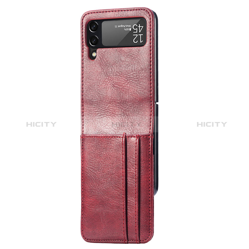 Luxury Leather Matte Finish and Plastic Back Cover Case R09 for Samsung Galaxy Z Flip4 5G