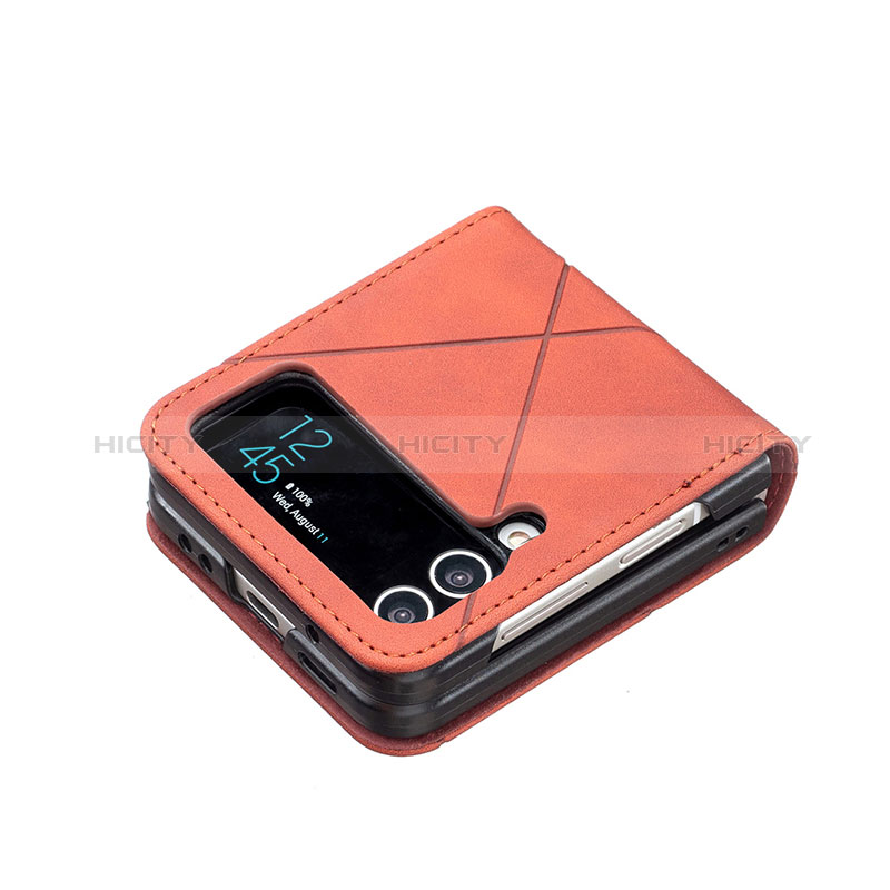 Luxury Leather Matte Finish and Plastic Back Cover Case S01 for Samsung Galaxy Z Flip4 5G