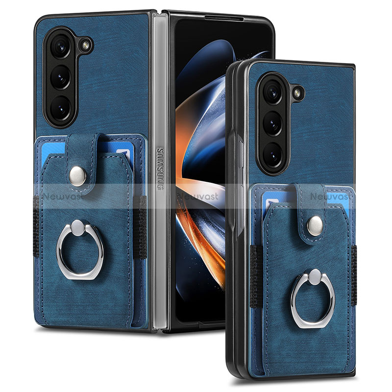 Luxury Leather Matte Finish and Plastic Back Cover Case S01D for Samsung Galaxy Z Fold5 5G