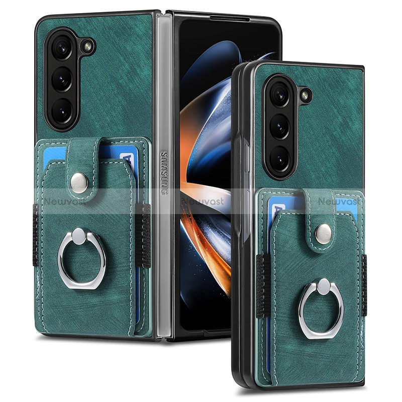 Luxury Leather Matte Finish and Plastic Back Cover Case S01D for Samsung Galaxy Z Fold5 5G