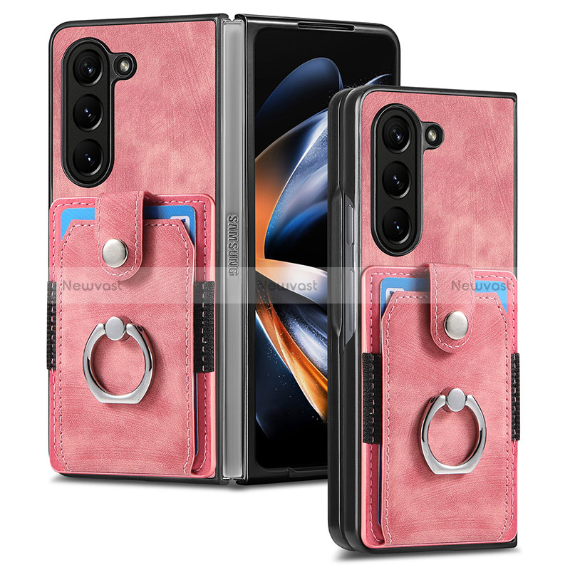 Luxury Leather Matte Finish and Plastic Back Cover Case S01D for Samsung Galaxy Z Fold5 5G