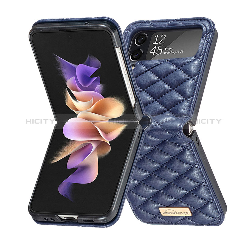 Luxury Leather Matte Finish and Plastic Back Cover Case S02 for Samsung Galaxy Z Flip4 5G