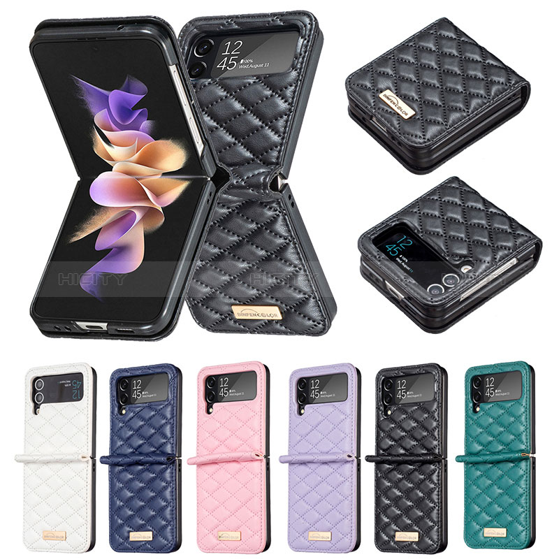 Luxury Leather Matte Finish and Plastic Back Cover Case S02 for Samsung Galaxy Z Flip4 5G