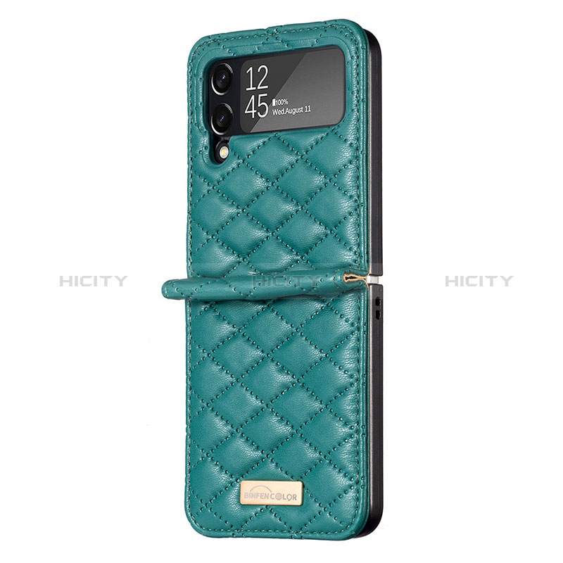 Luxury Leather Matte Finish and Plastic Back Cover Case S04 for Samsung Galaxy Z Flip4 5G