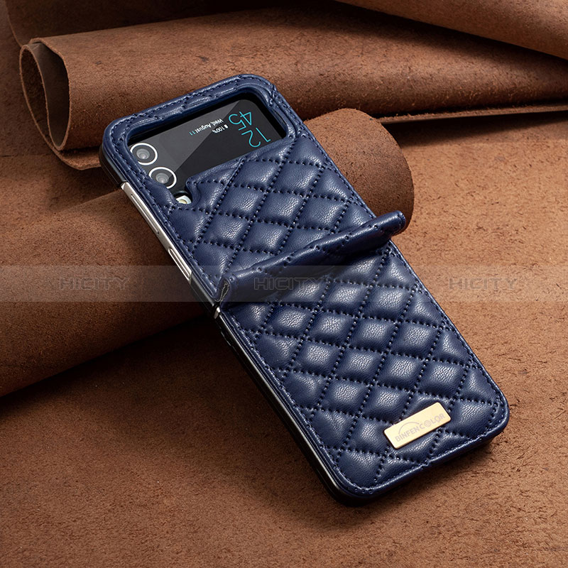 Luxury Leather Matte Finish and Plastic Back Cover Case S04 for Samsung Galaxy Z Flip4 5G