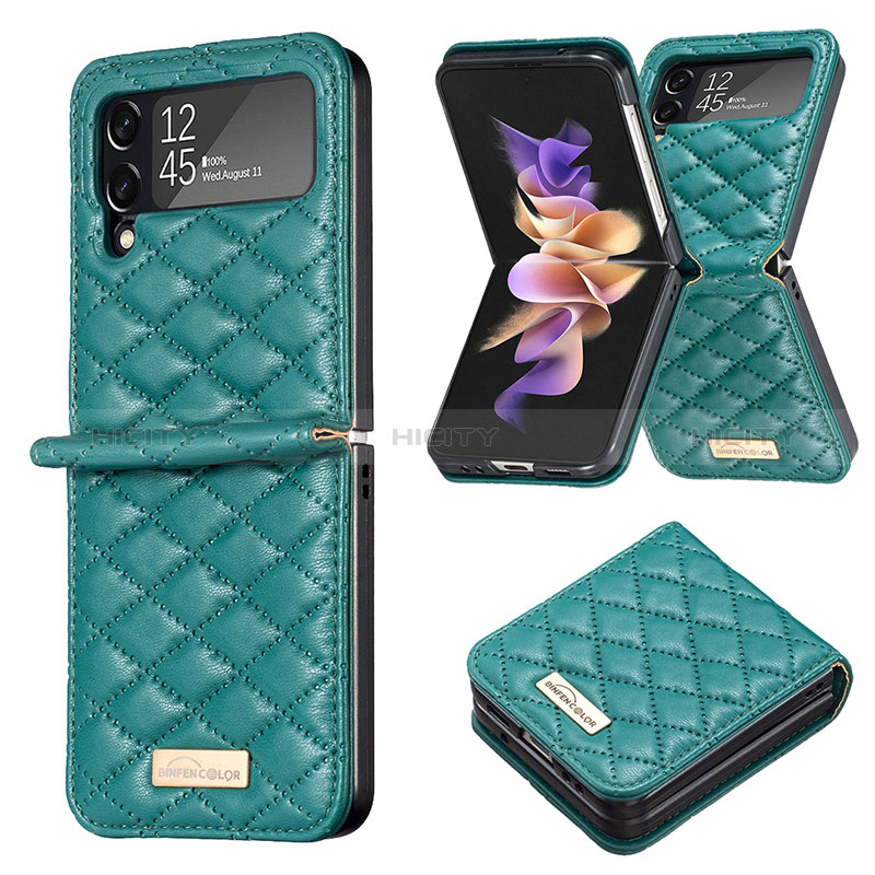 Luxury Leather Matte Finish and Plastic Back Cover Case S04 for Samsung Galaxy Z Flip4 5G