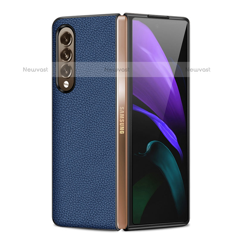 Luxury Leather Matte Finish and Plastic Back Cover Case S05 for Samsung Galaxy Z Fold3 5G