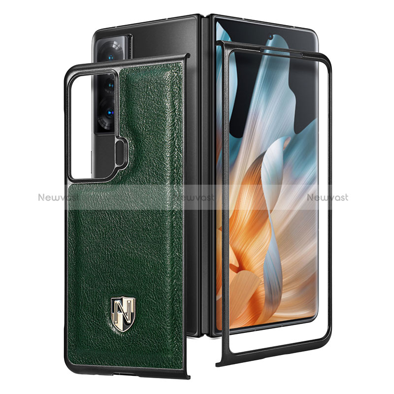 Luxury Leather Matte Finish and Plastic Back Cover Case S05D for Huawei Honor Magic Vs 5G Green