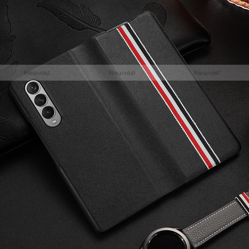 Luxury Leather Matte Finish and Plastic Back Cover Case S07 for Samsung Galaxy Z Fold3 5G