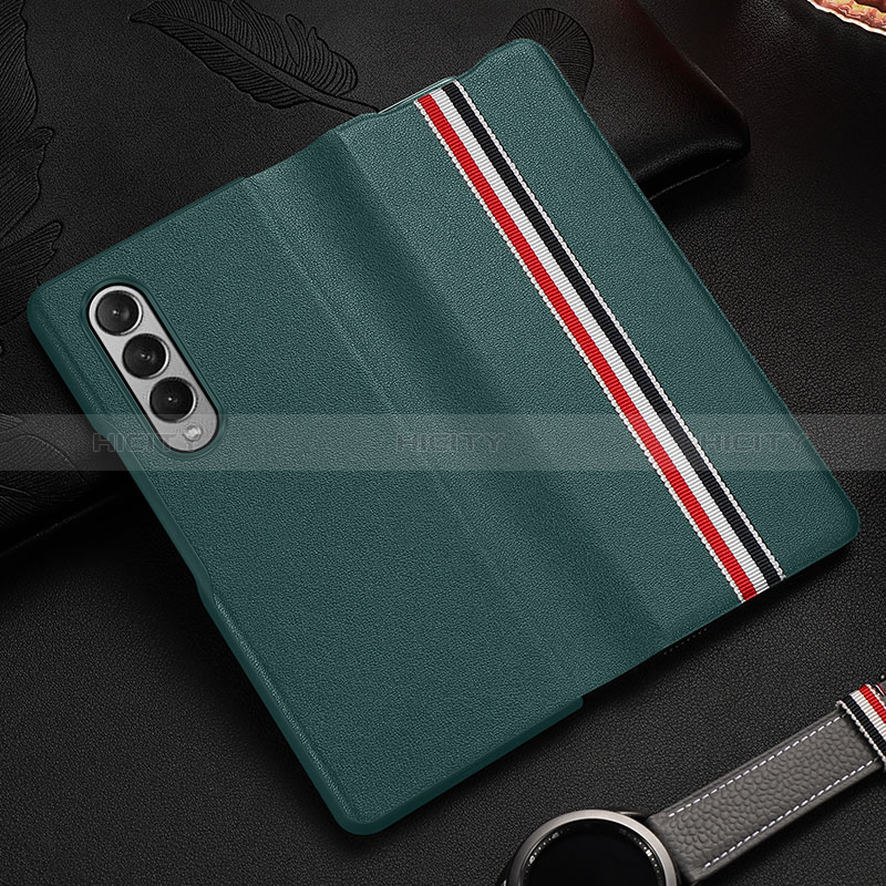 Luxury Leather Matte Finish and Plastic Back Cover Case S07 for Samsung Galaxy Z Fold4 5G