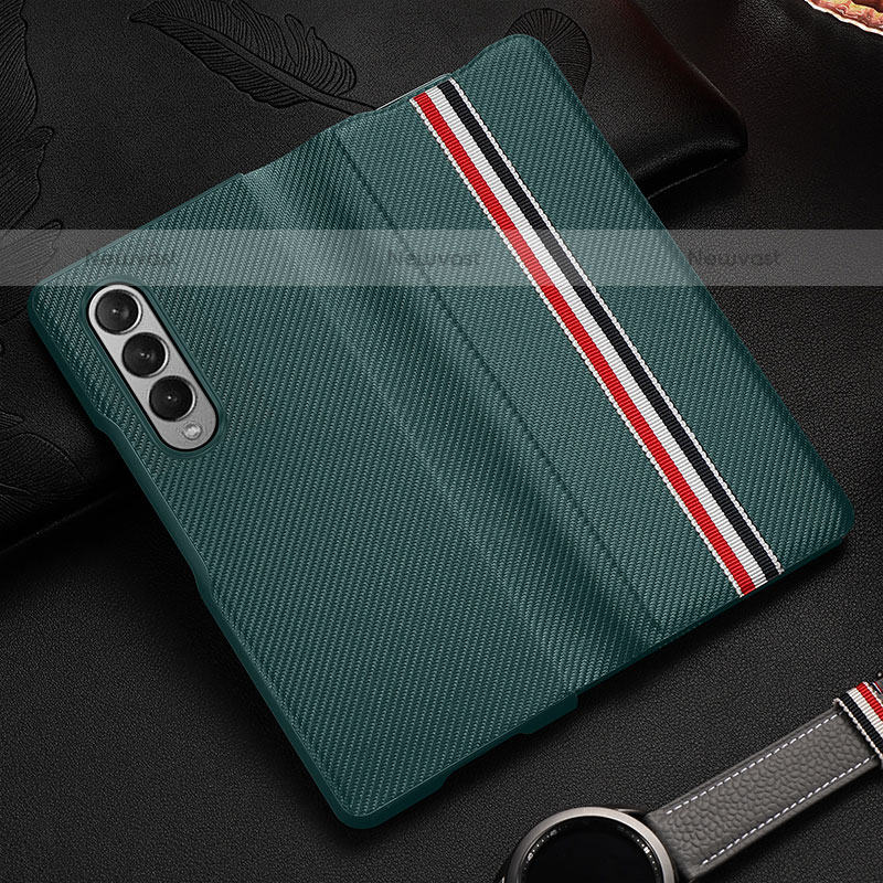 Luxury Leather Matte Finish and Plastic Back Cover Case S09 for Samsung Galaxy Z Fold3 5G