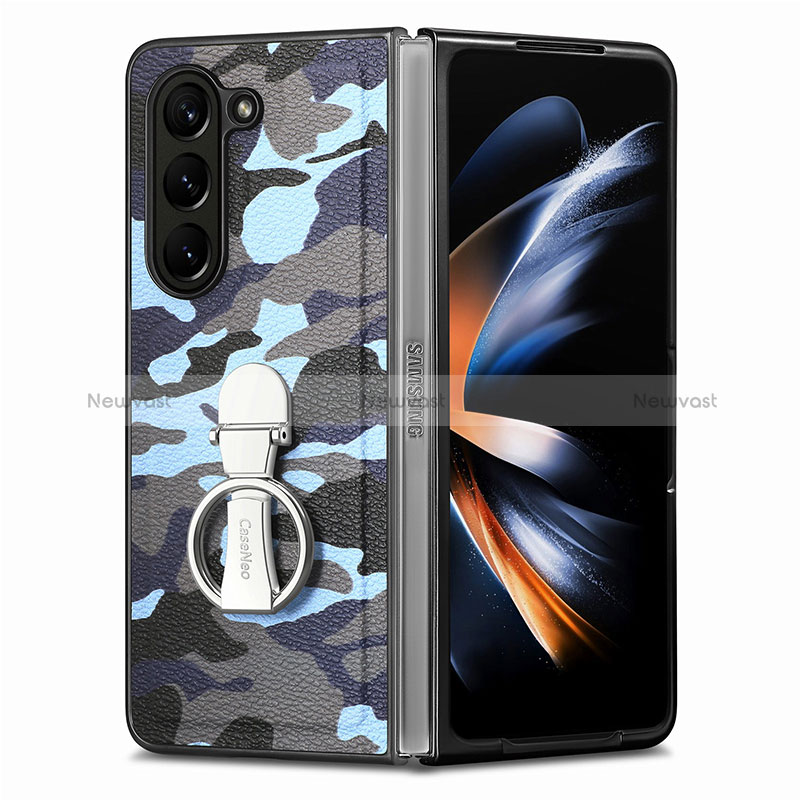 Luxury Leather Matte Finish and Plastic Back Cover Case S09D for Samsung Galaxy Z Fold5 5G