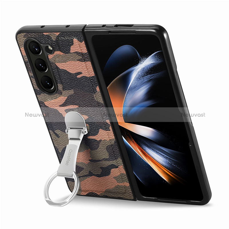 Luxury Leather Matte Finish and Plastic Back Cover Case S10D for Samsung Galaxy Z Fold5 5G