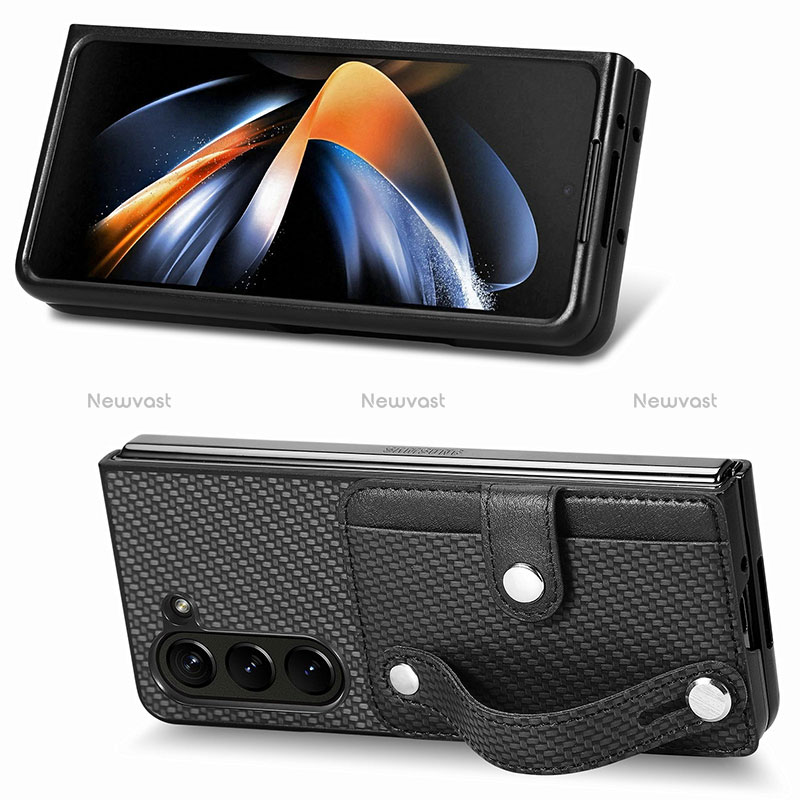 Luxury Leather Matte Finish and Plastic Back Cover Case S13D for Samsung Galaxy Z Fold5 5G