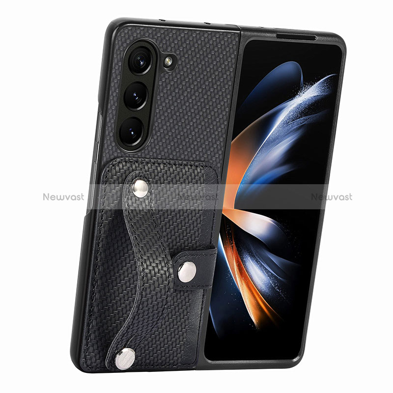 Luxury Leather Matte Finish and Plastic Back Cover Case S13D for Samsung Galaxy Z Fold5 5G