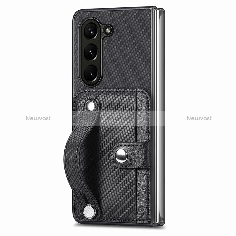 Luxury Leather Matte Finish and Plastic Back Cover Case S13D for Samsung Galaxy Z Fold5 5G