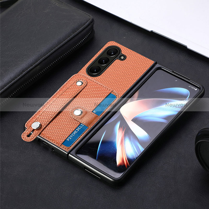 Luxury Leather Matte Finish and Plastic Back Cover Case S14D for Samsung Galaxy Z Fold5 5G