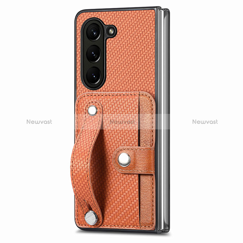 Luxury Leather Matte Finish and Plastic Back Cover Case S14D for Samsung Galaxy Z Fold5 5G