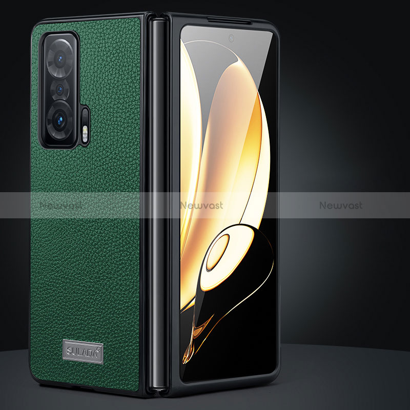 Luxury Leather Matte Finish and Plastic Back Cover Case SD1 for Huawei Honor Magic Vs 5G Green