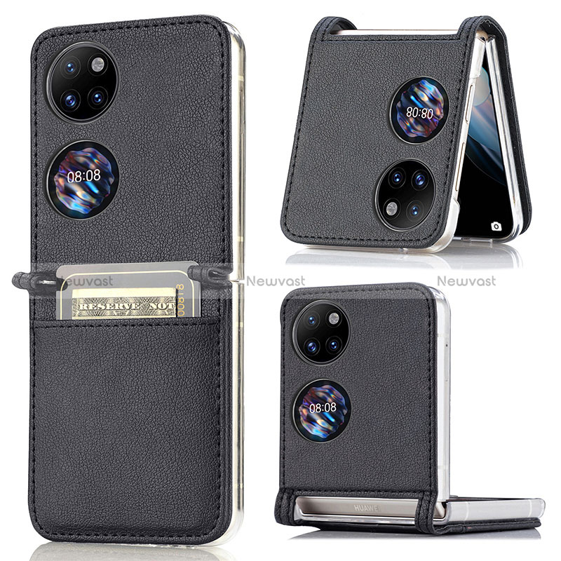 Luxury Leather Matte Finish and Plastic Back Cover Case SD1 for Huawei P50 Pocket