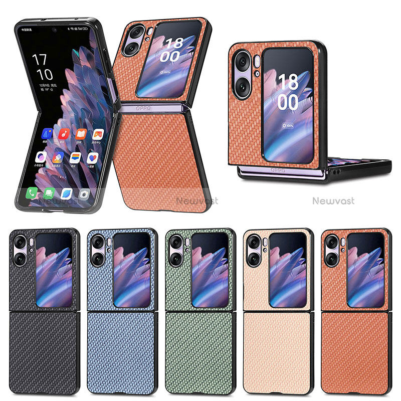 Luxury Leather Matte Finish and Plastic Back Cover Case SD1 for Oppo Find N2 Flip 5G