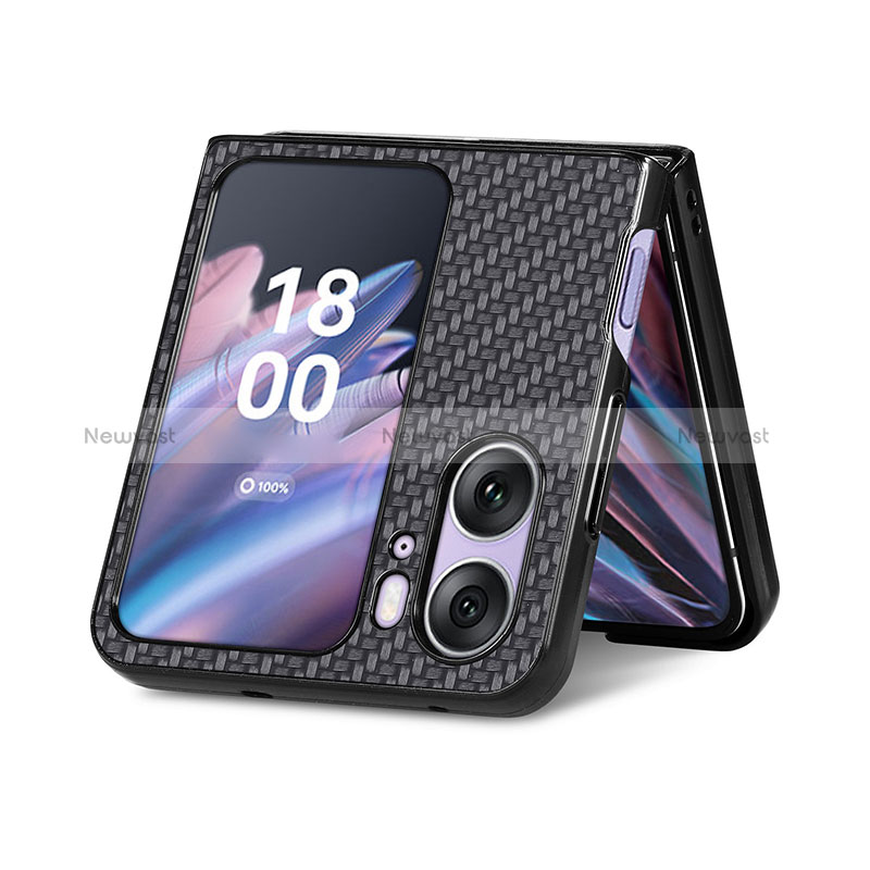 Luxury Leather Matte Finish and Plastic Back Cover Case SD1 for Oppo Find N2 Flip 5G