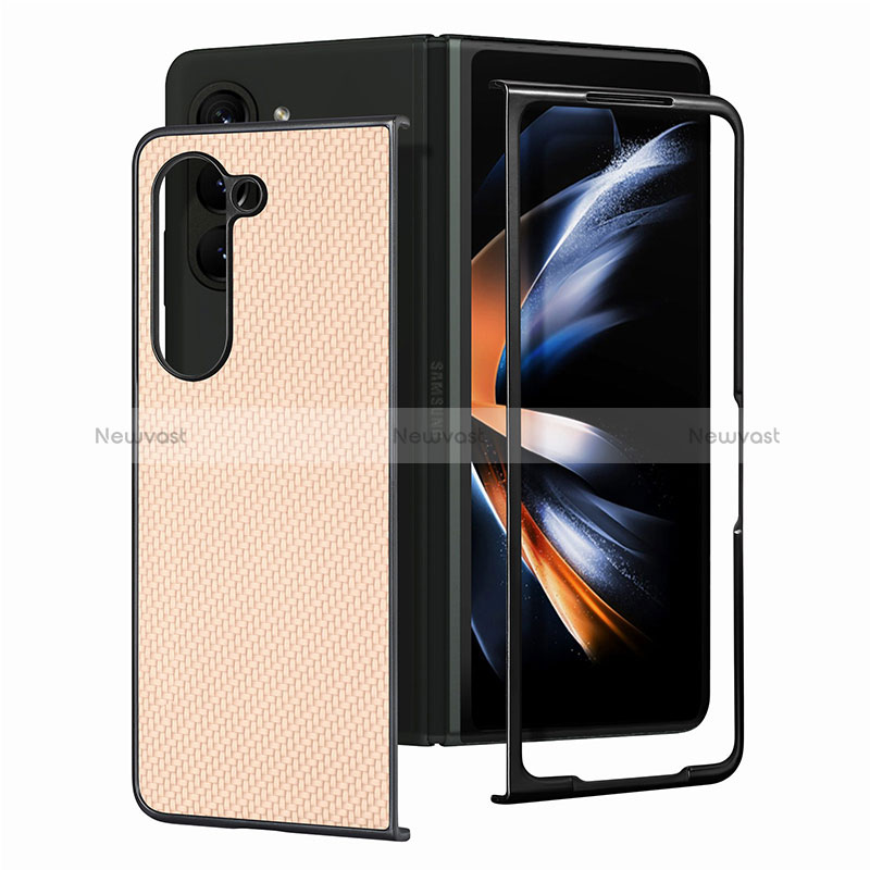 Luxury Leather Matte Finish and Plastic Back Cover Case SD1 for Samsung Galaxy Z Fold5 5G