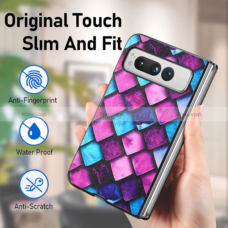 Luxury Leather Matte Finish and Plastic Back Cover Case SD10 for Google Pixel Fold 5G