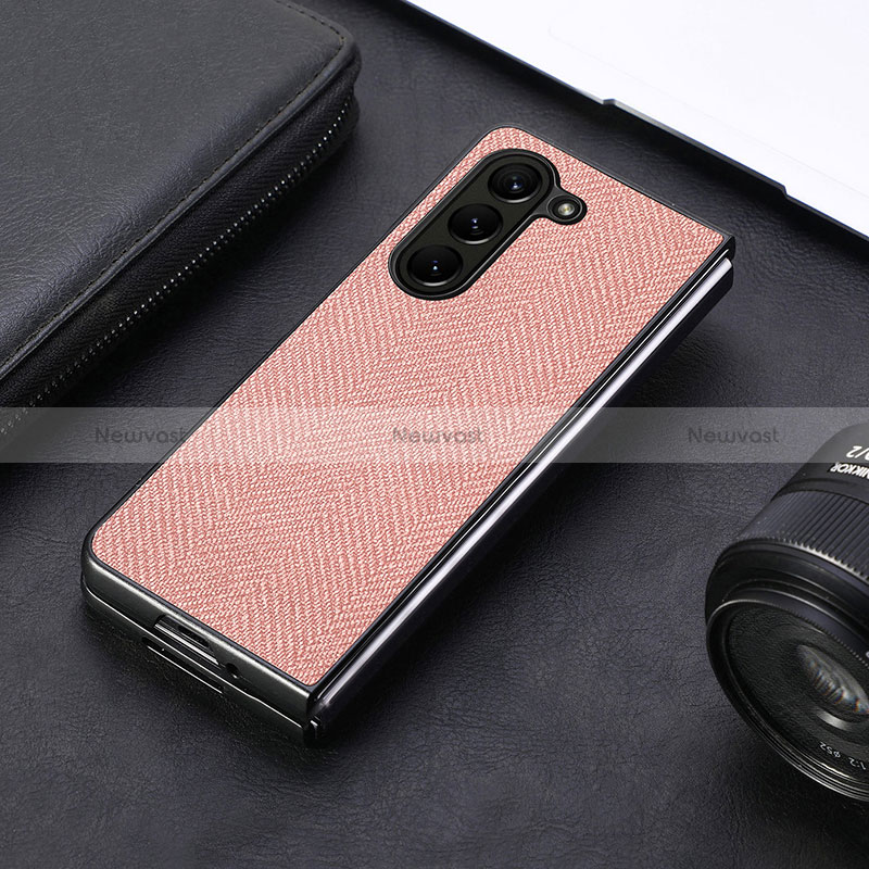 Luxury Leather Matte Finish and Plastic Back Cover Case SD10 for Samsung Galaxy Z Fold5 5G