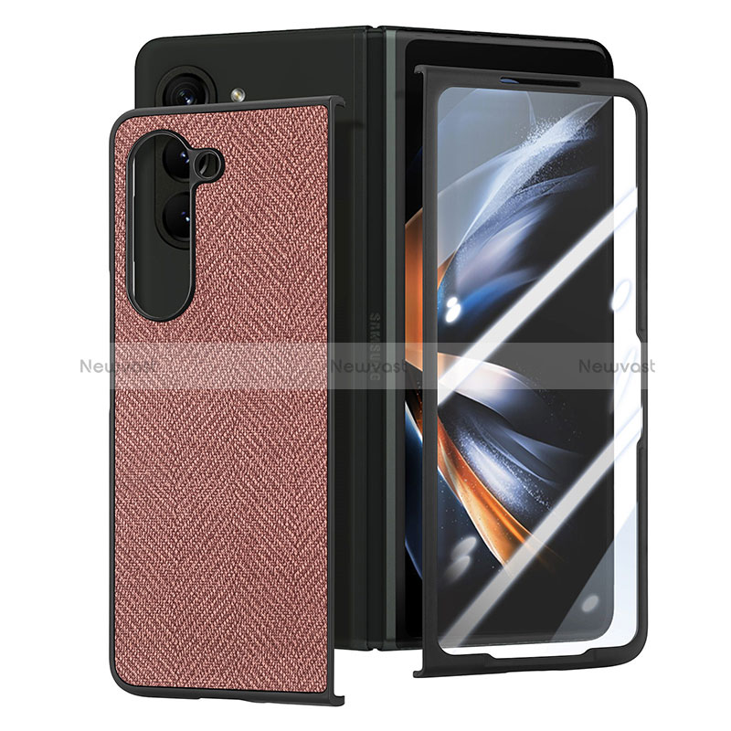 Luxury Leather Matte Finish and Plastic Back Cover Case SD10 for Samsung Galaxy Z Fold5 5G