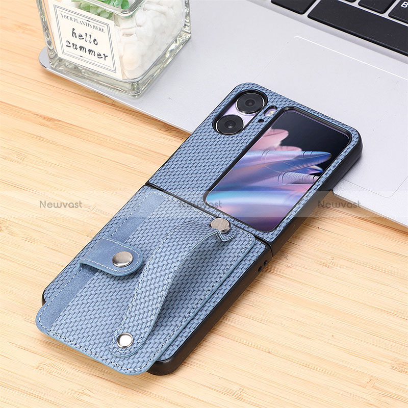 Luxury Leather Matte Finish and Plastic Back Cover Case SD11 for Oppo Find N2 Flip 5G