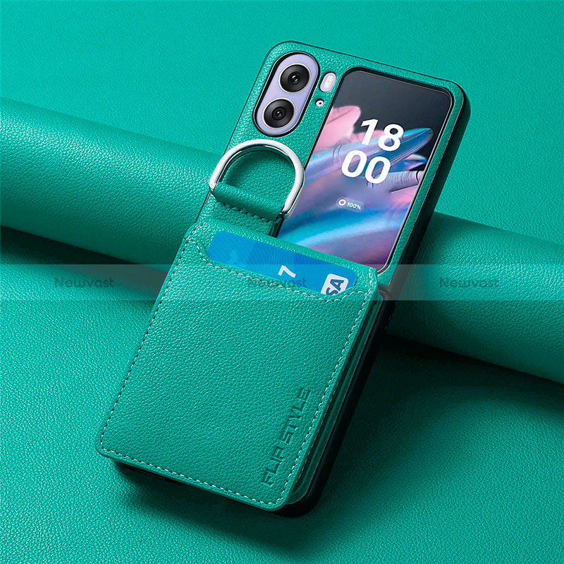 Luxury Leather Matte Finish and Plastic Back Cover Case SD13 for Oppo Find N2 Flip 5G Green